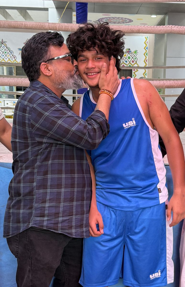 A proud moment with his father